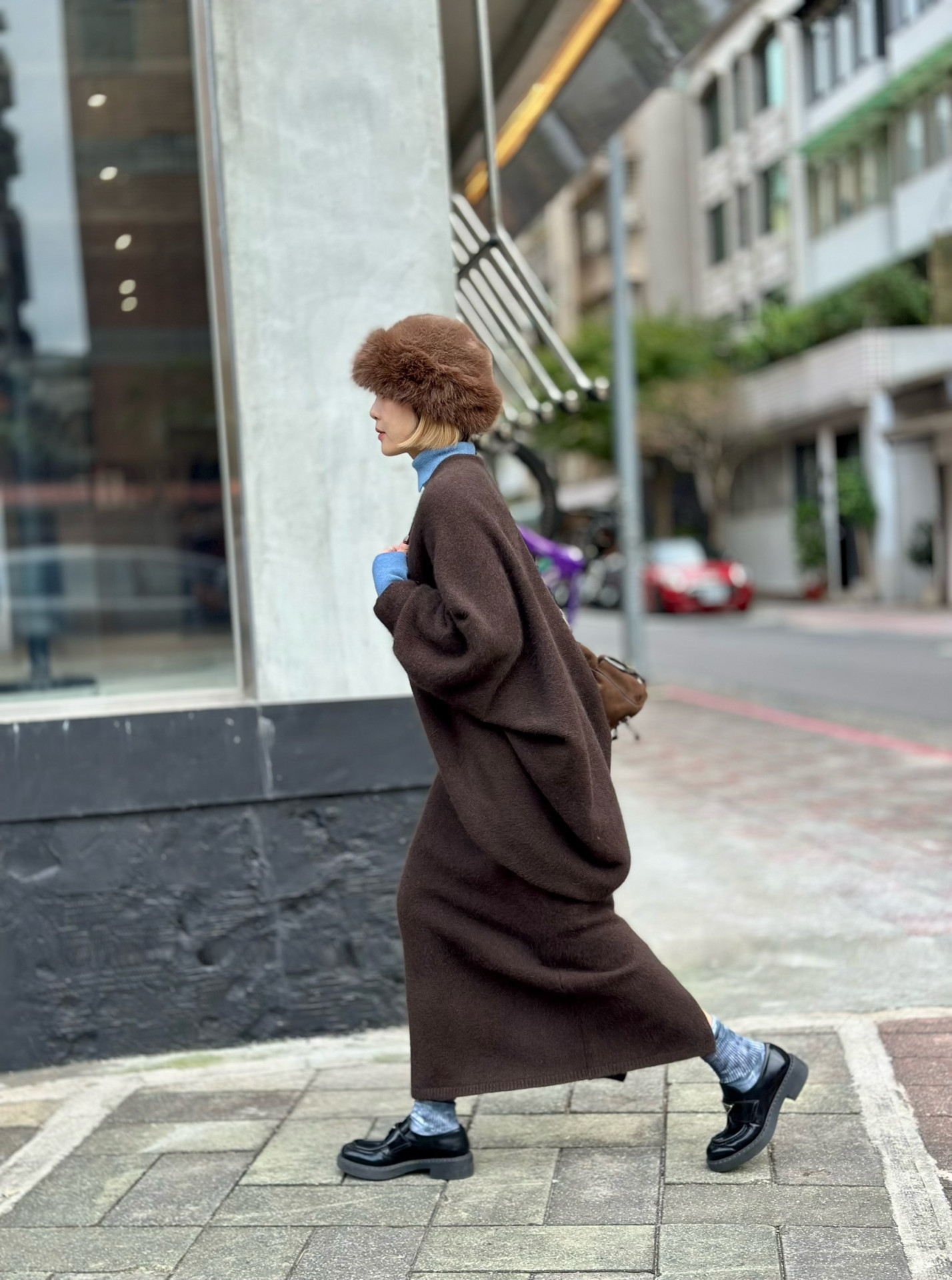 一體式混紡毛罩衫