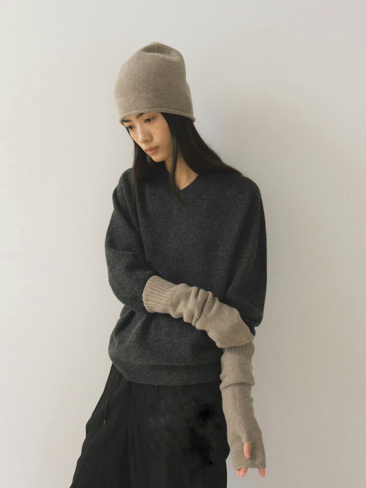 滾邊羊毛針織帽